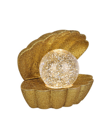 lampe décorative coquillage dorée à paillettes de profil