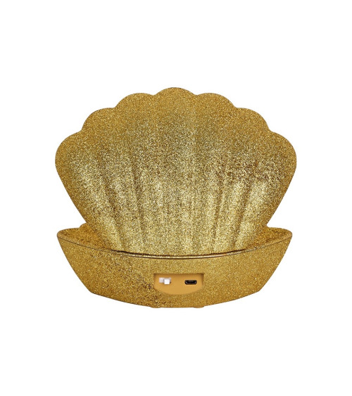 lampe décorative en forme de coquillage dorée à paillettes de dos