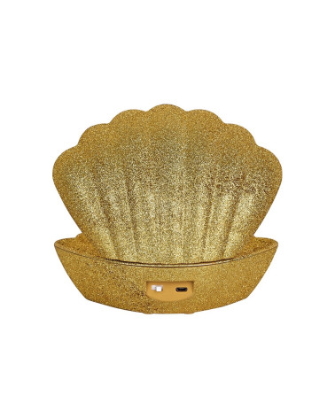 lampe décorative en forme de coquillage dorée à paillettes de dos