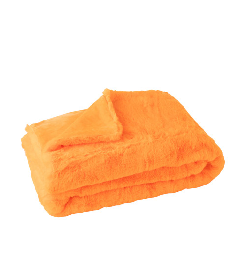 Plaid couverture orange fluo polyester doux et chaud pour lit ou canapé, collection hiver 2025