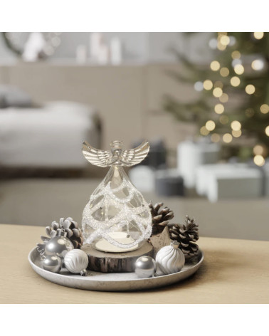 Ange LED en verre scintillant 13cm