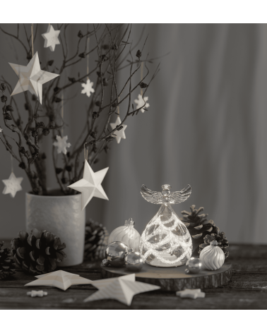 Ange LED en verre scintillant 13cm