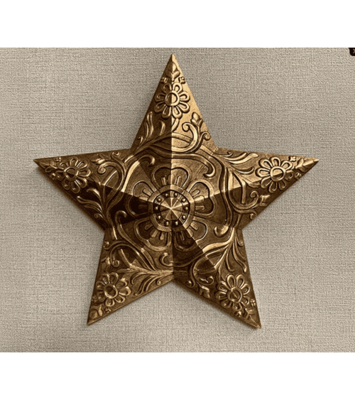 décoration murale étoile dorée en résine 17,5 x 16,8 cm- motif floral
