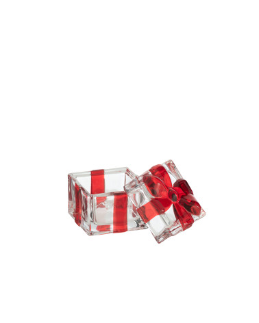 Boite cadeau verre noeud rouge