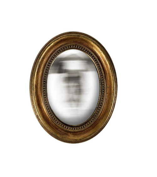 Miroir ovale doré antique EMDÉ avec cadre en résine effet laiton vieilli