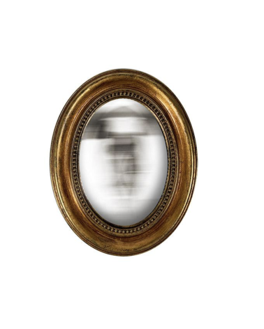 Miroir ovale doré antique EMDÉ avec cadre en résine effet laiton vieilli