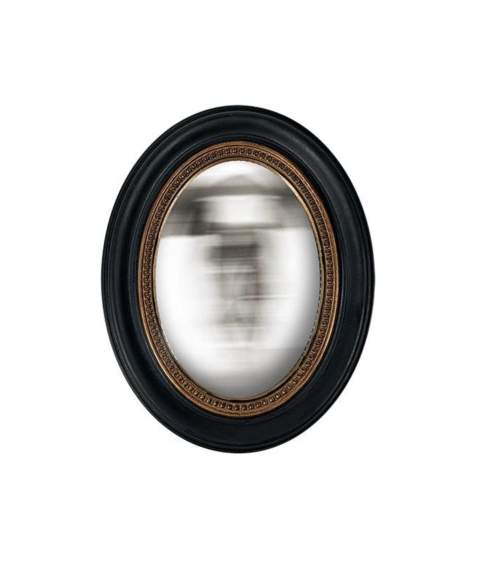 Miroir convexe  ovale noir EMDÉ avec cadre en résine effet vieilli