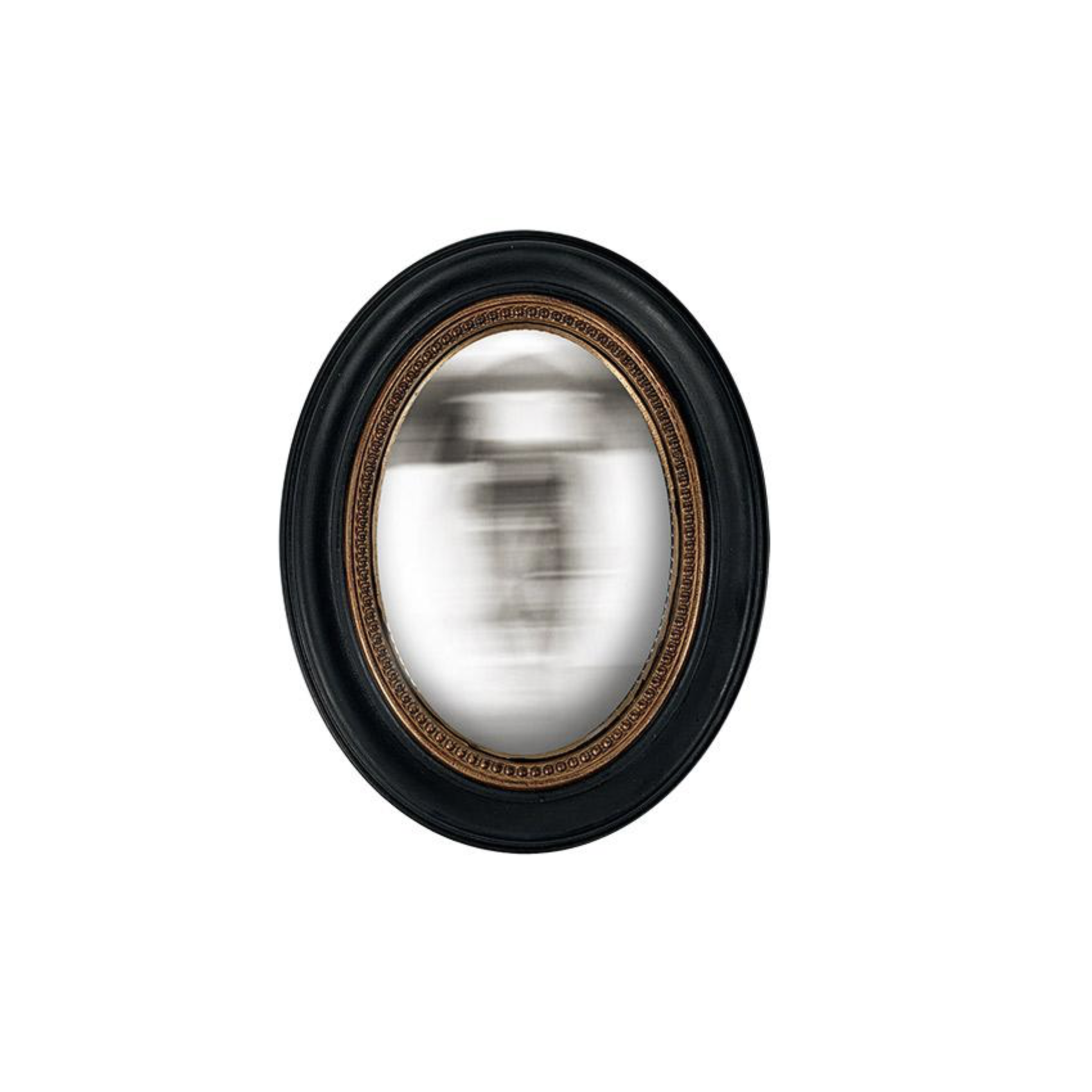 Miroir convexe  ovale noir EMDÉ avec cadre en résine effet vieilli