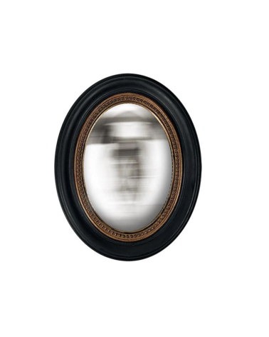 Miroir convexe ovale perle noir-doré