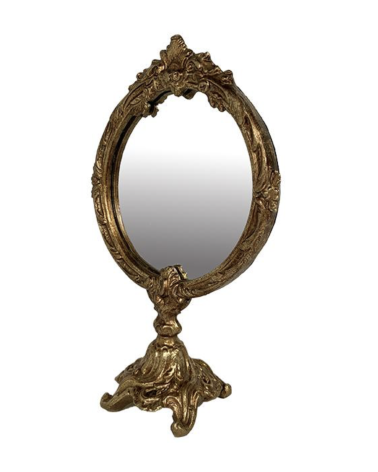 Miroir sur pied doré