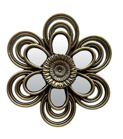 Décoration murale fleur miroir doré