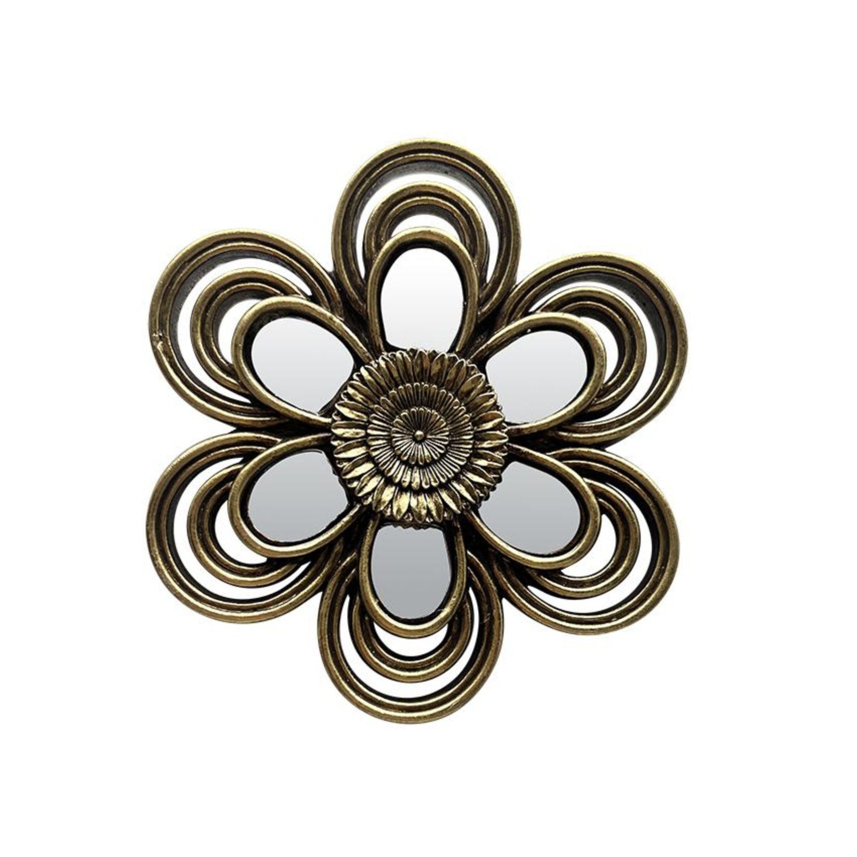 Décoration murale fleur miroir doré