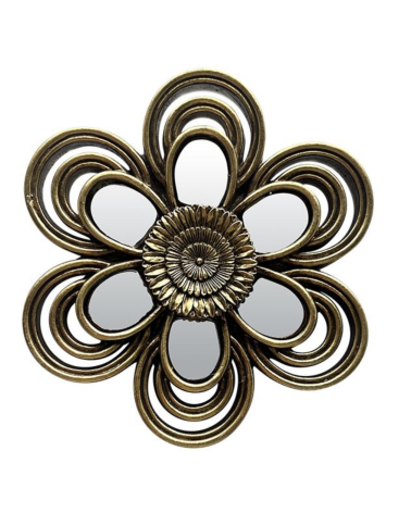 Décoration murale fleur miroir doré