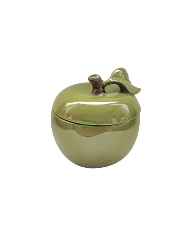 Boîte décorative en faïence kaki en forme de pomme