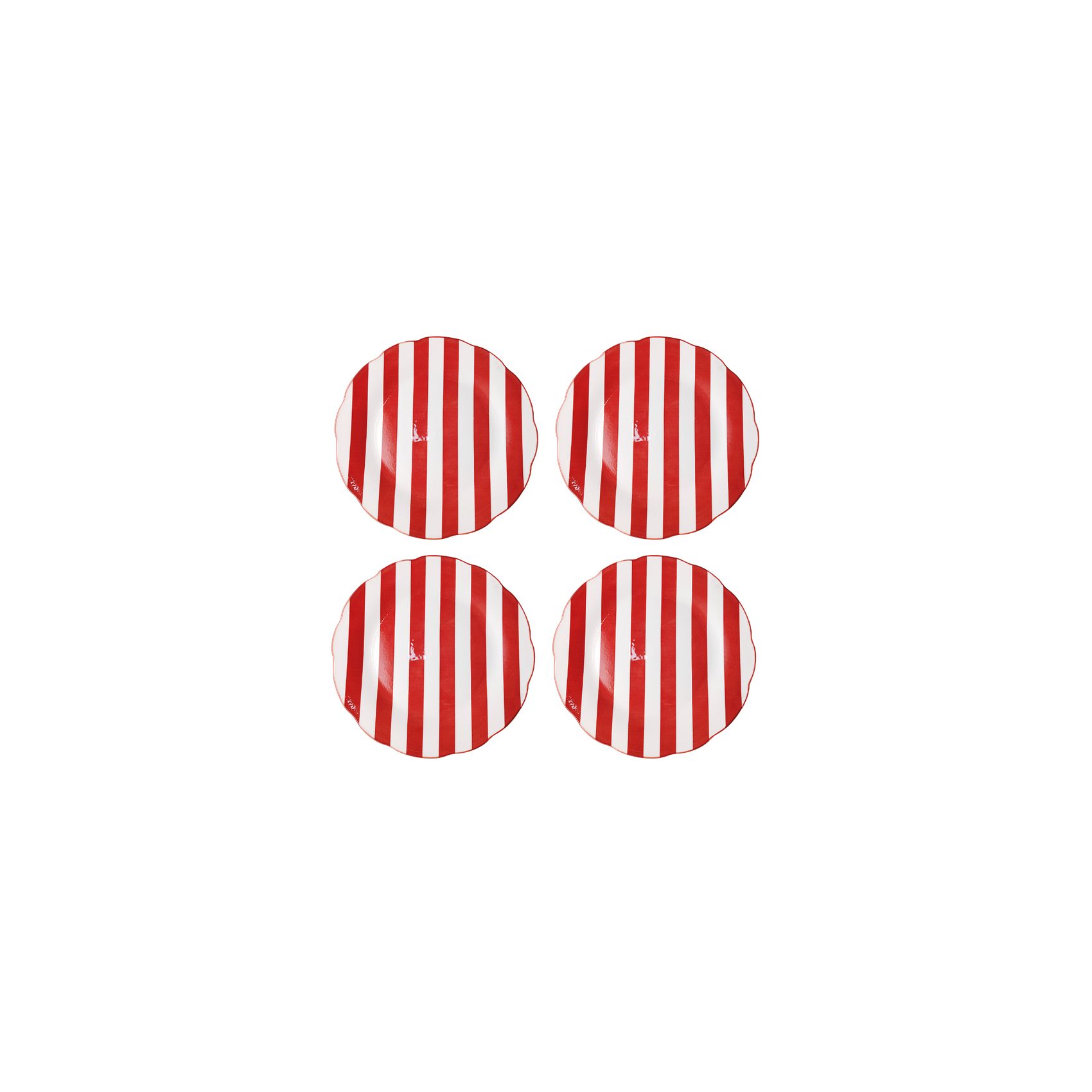 Quatre assiettes à dessert trattoria rayures rouge