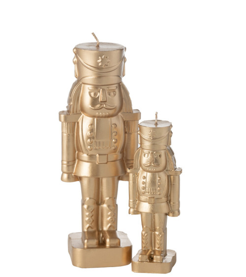 Ensemble de deux bougies casse-noisette dorées, décoration Noël