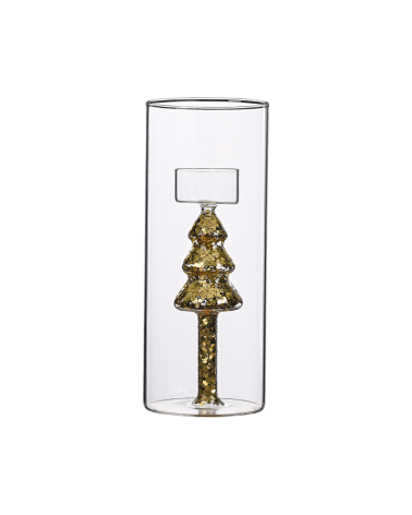 Photophore-verre-cylindrique-sapin-doré-paillettes-bougie-chauffe-plat-décoration-noël-hiver-luxe.