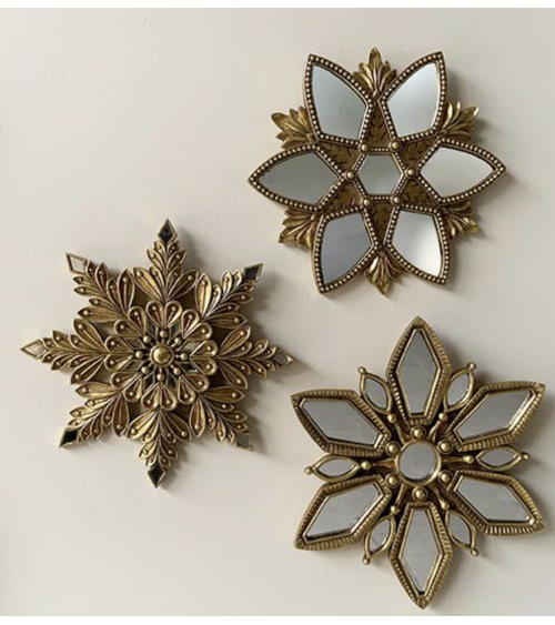 Flocon mural doré en résine, décoration murale artisanale élégante, HOMEDÉCO by Béa