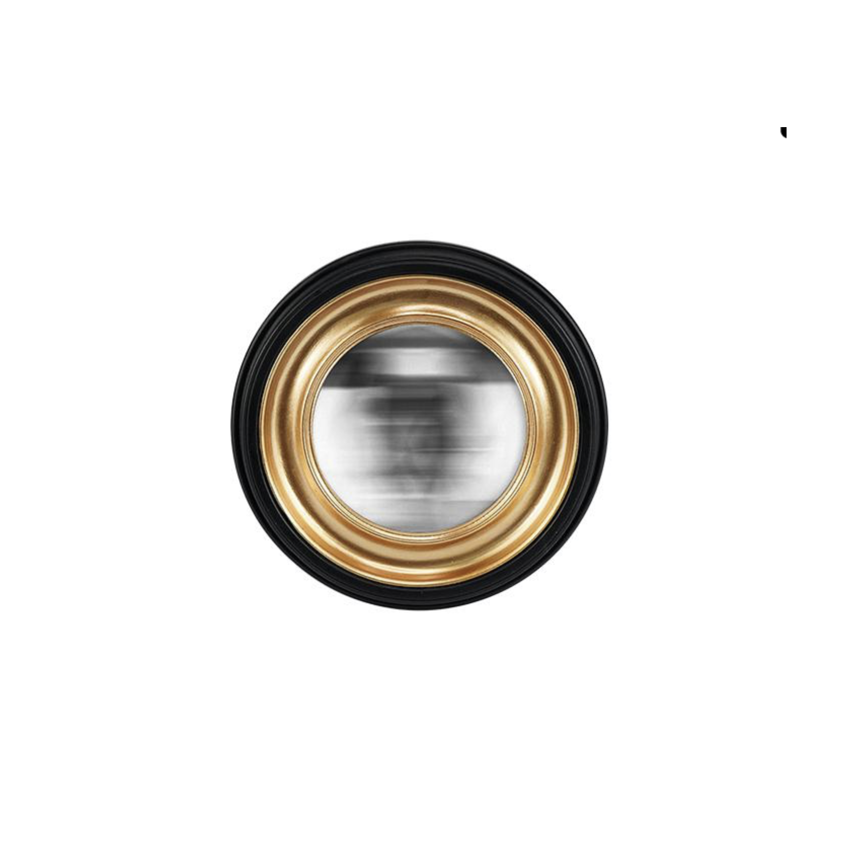 Miroir convexe rond noir avec halo doré 23,5 cm en vue rapprochée