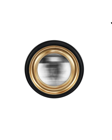 Miroir convexe rond noir avec halo doré 23,5 cm en vue rapprochée