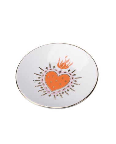 Coupelle en céramique Ex-Voto cœur orange