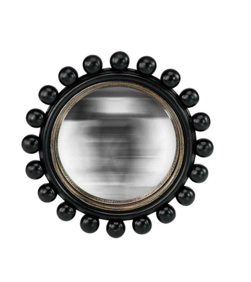 Miroir convexe noir décoratif avec cadre boules design diamètre 21