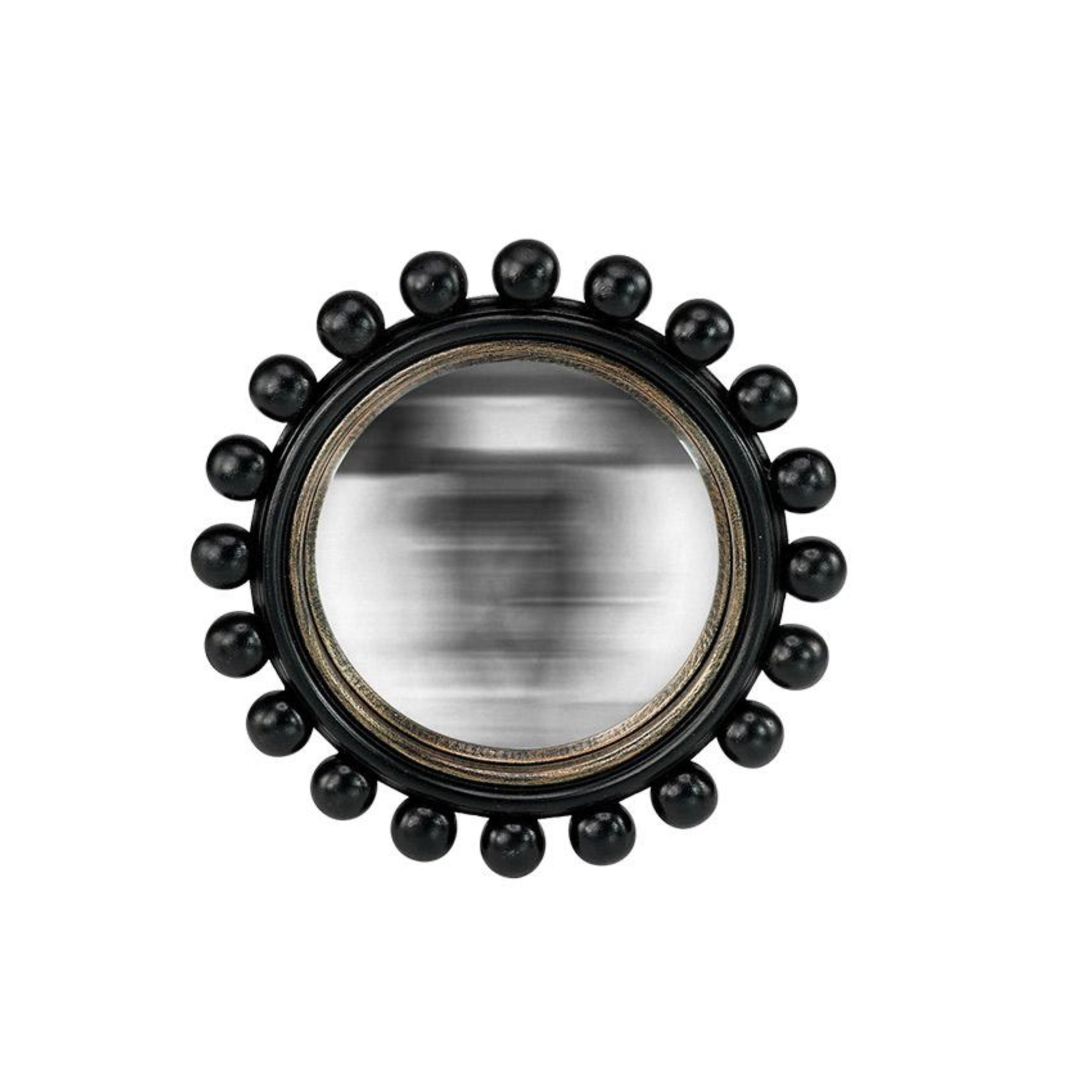Miroir convexe noir décoratif avec cadre boules design diamètre 21