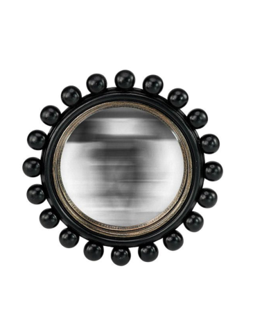 Miroir convexe noir décoratif avec cadre boules design diamètre 21