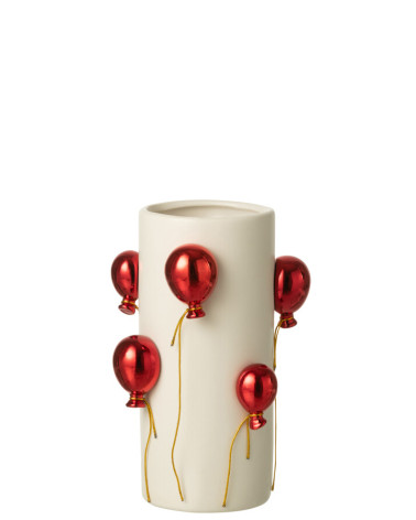 Vase ballon céramique blanc rouge Noël