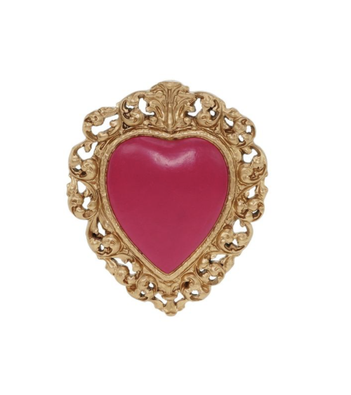 Déco murale Ex-Voto avec cœur rose et cadre doré sculpté