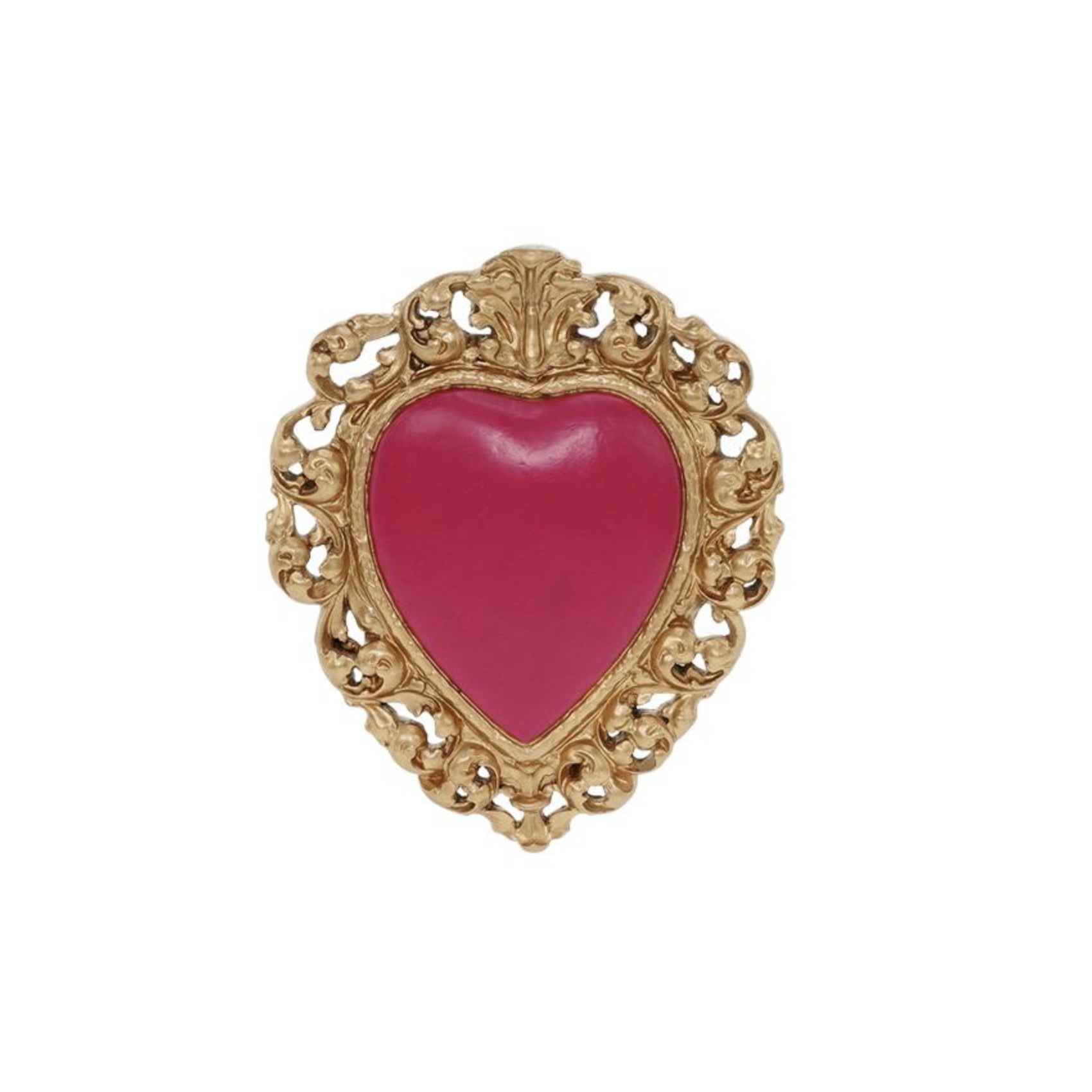 Déco murale Ex-Voto avec cœur rose et cadre doré sculpté