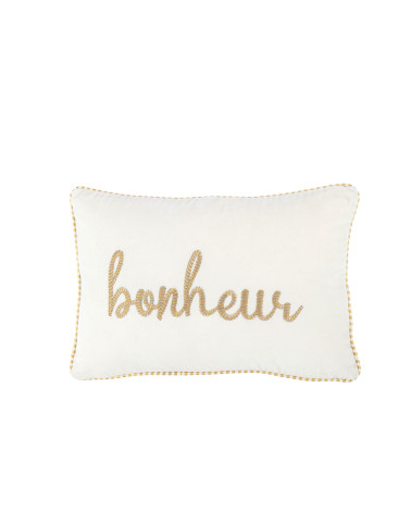 Coussin bonheur blanc / or