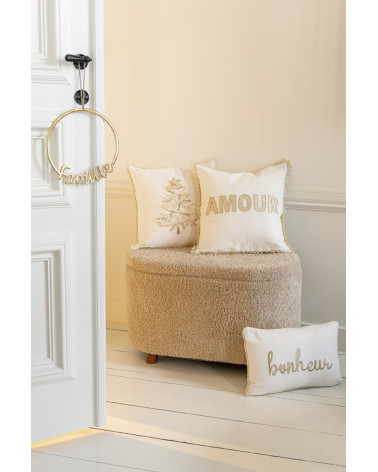 Coussin bonheur blanc / or