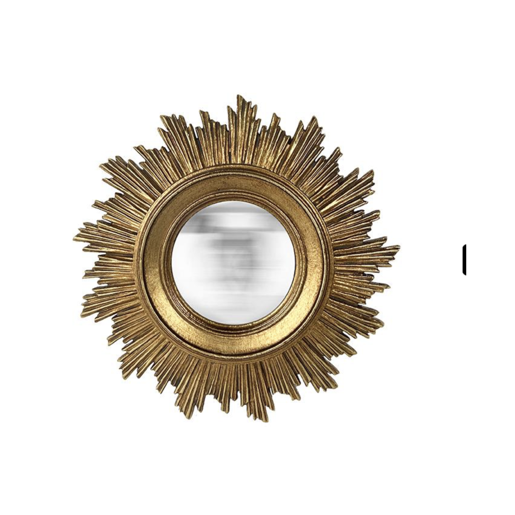 Miroir convexe soleil doré 18cm style vintage classique pour décoration murale.
