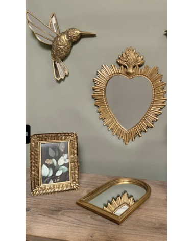 Décoration murale colibri dorée et miroir