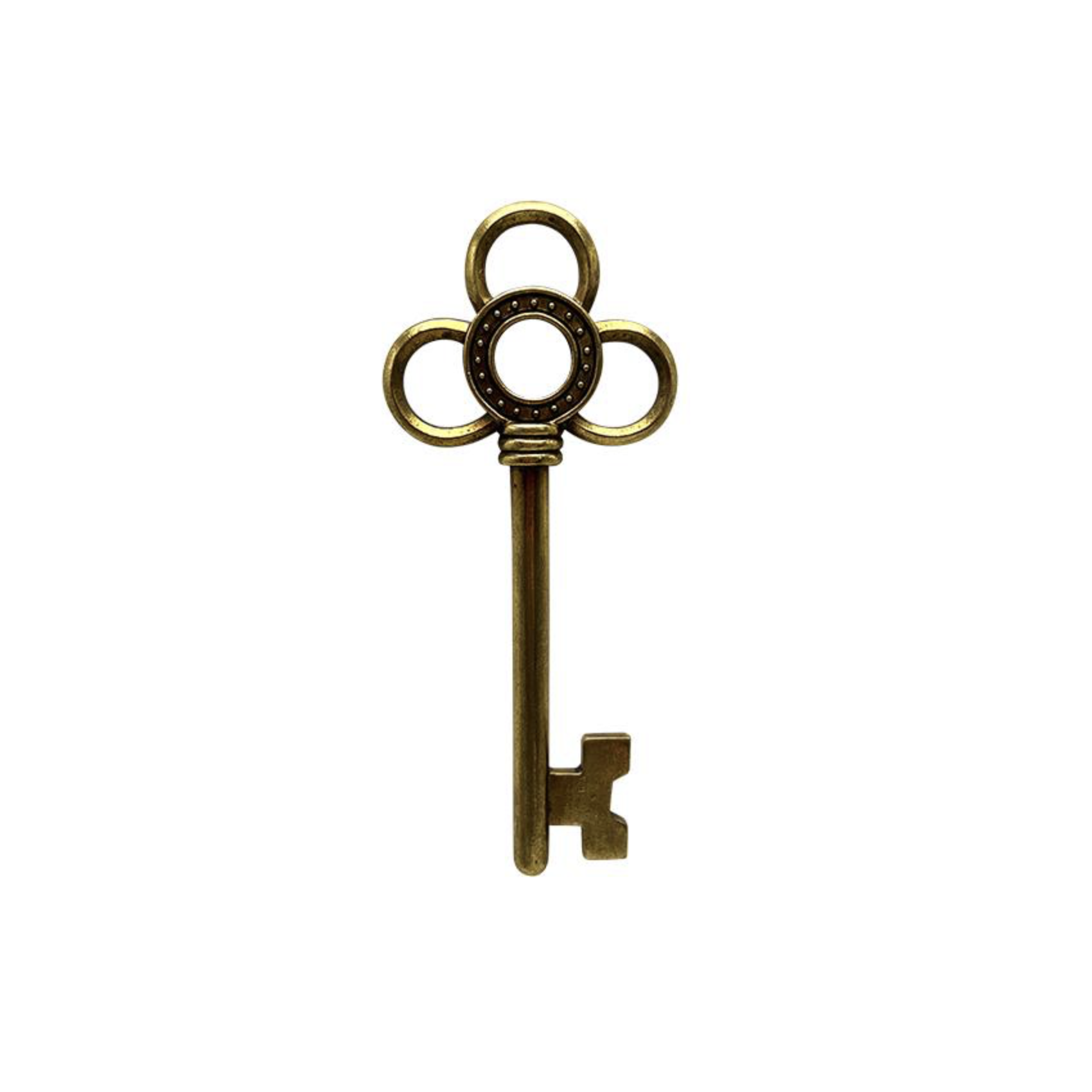 Clé décorative murale trèfle doré porte-bonheur style vintage