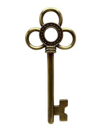 Clé décorative murale trèfle doré porte-bonheur style vintage