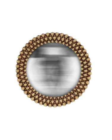 Miroir convexe œil de sorcière à perles dorées style vintage