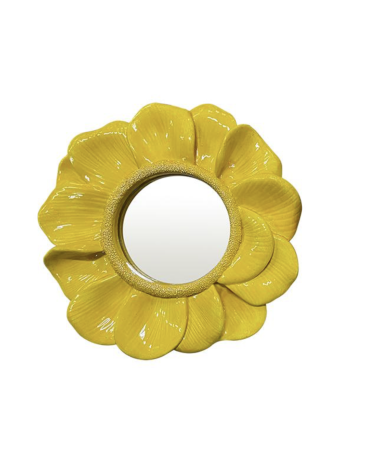Miroir Fleur Jaune Décoratif 17 cm - Miroir Mural Design & Lumineux