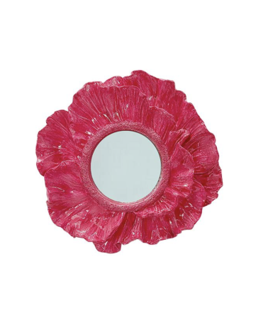 Miroir fleur rouge fuchsia décoratif mural design pour décoration intérieure