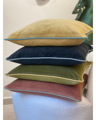 Housse de coussin velours - Jaune 50x50