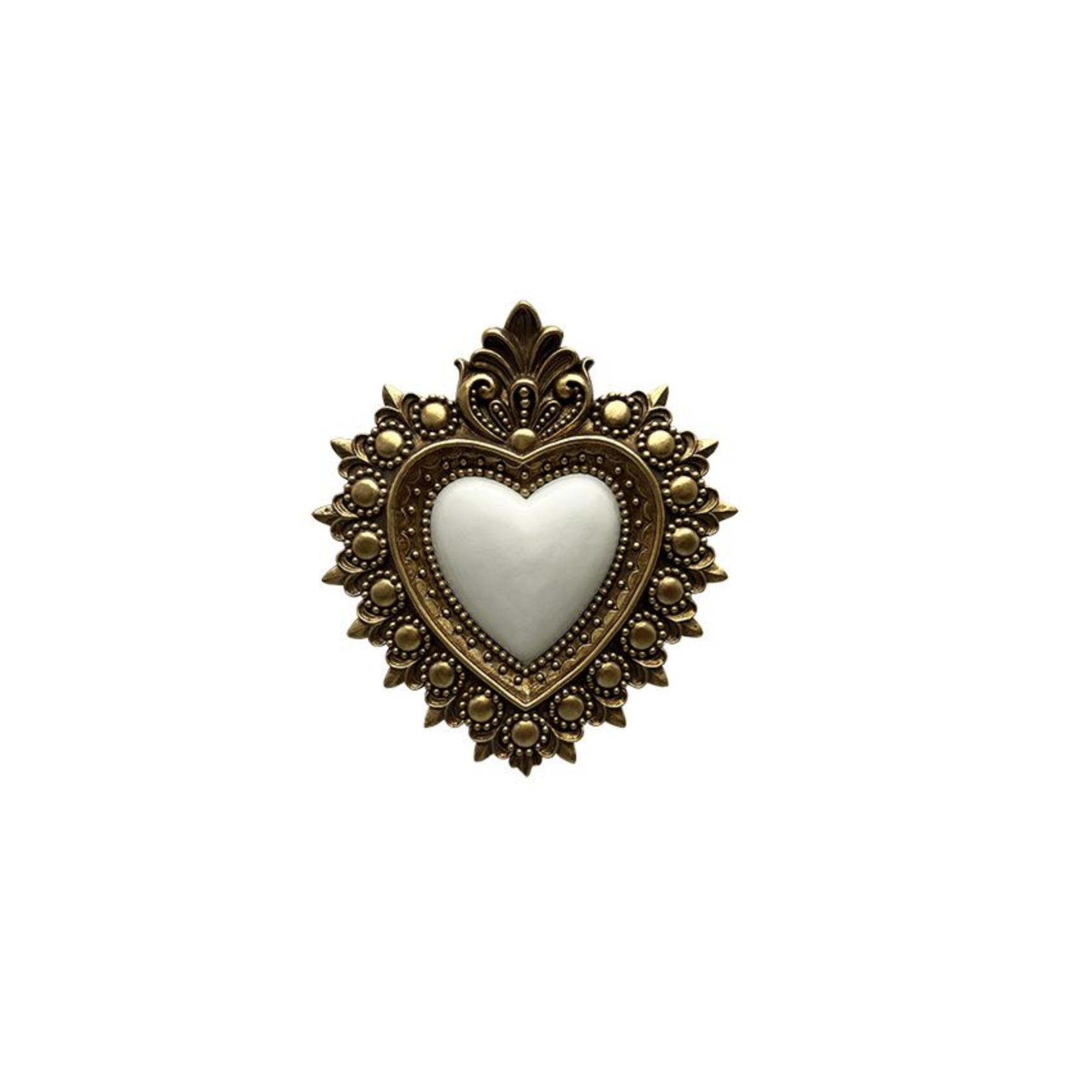 Ex-voto cœur sacré doré et blanc décoration murale baroque