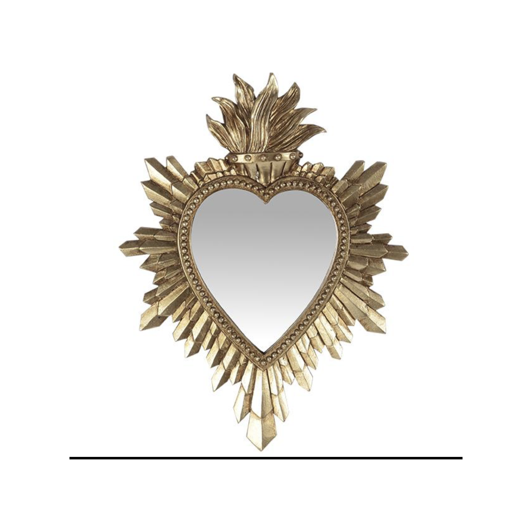 Miroir ex-voto doré en forme de coeur 16x21 cm déco murale