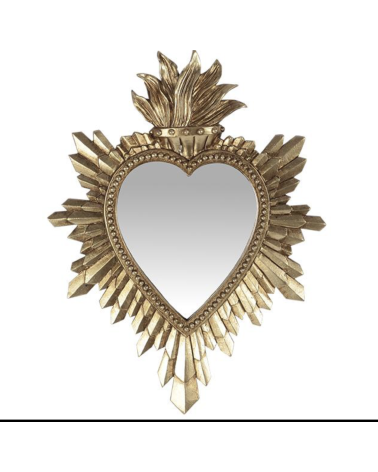 Miroir ex-voto doré en forme de coeur 16x21 cm déco murale