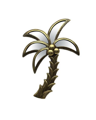 Miroir mural palmier doré – Décoration murale exotique style tropical chic