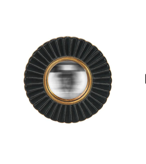 Miroir convexe noir et doré en forme de fleur 20 cm