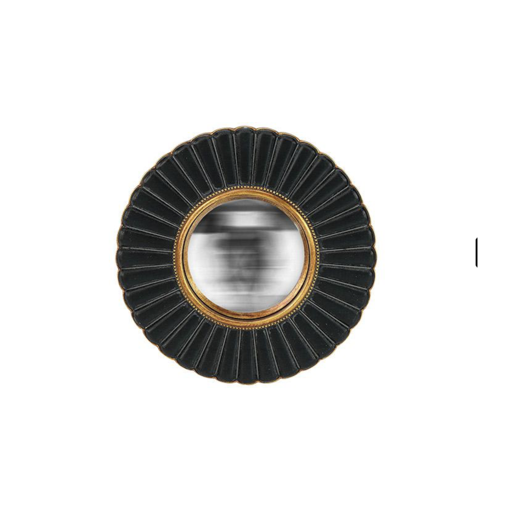 Miroir fleur convexe noir et doré de 20cm au design élégant et cadre texturé