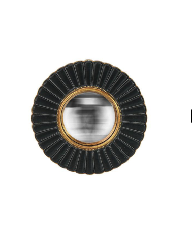 Miroir convexe noir et doré en forme de fleur 20 cm