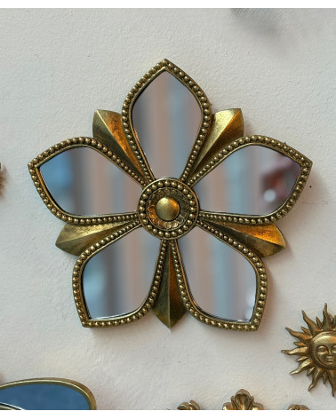 Miroir Mural Fleur Doré 20cm - Déco Bohème Chic