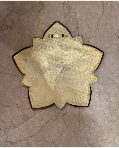 Système d'accroche dent de scie au dos du miroir fleur doré pour fixation murale